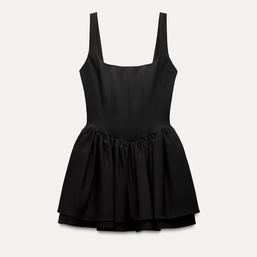 NWT Zara Ruched Corset Dress in Black size M